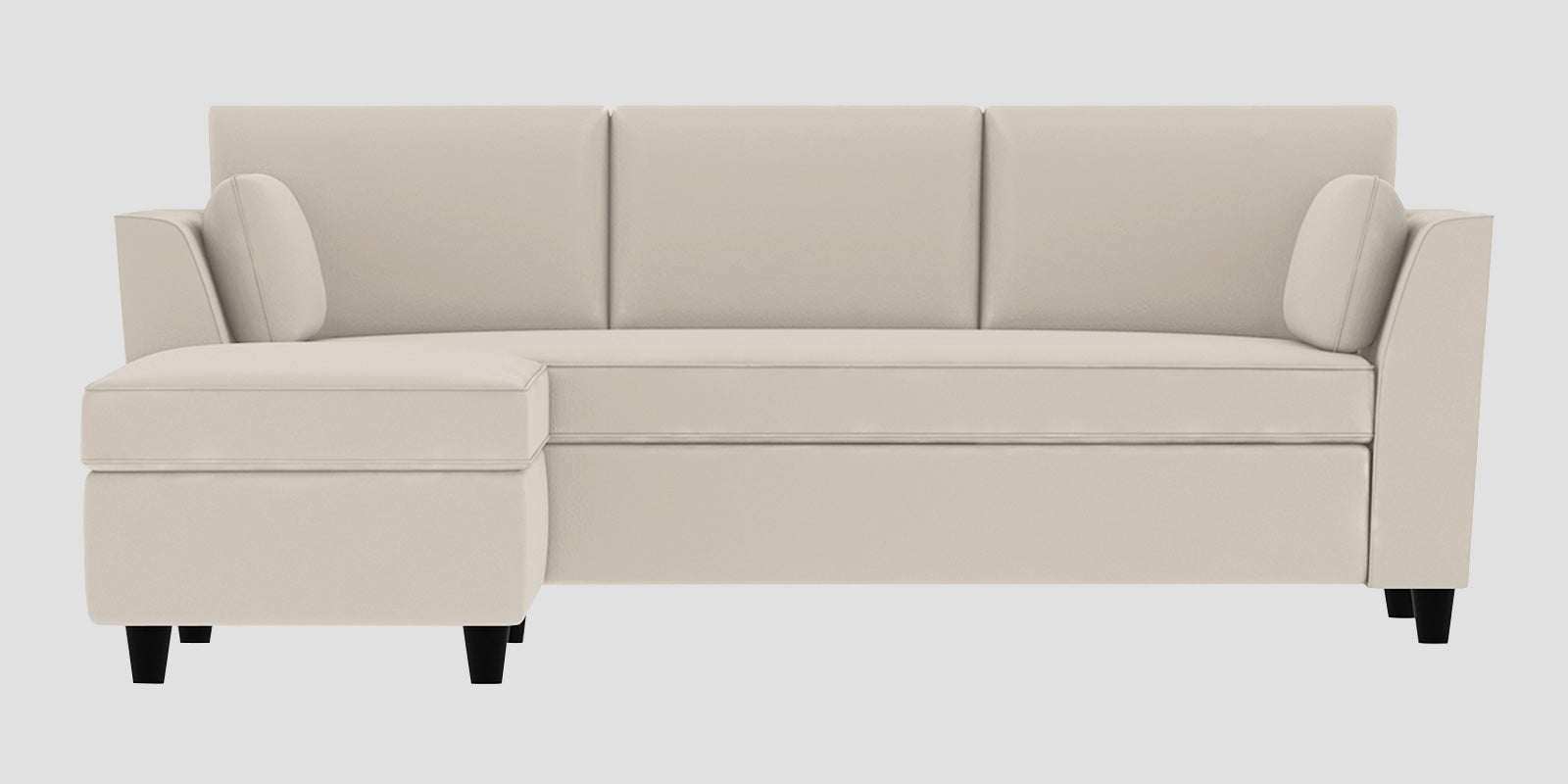 Bristo Velvet RHS Sectional Sofa (2+Ottoman Lounger) In Camel Beige Colour - Febonic Living