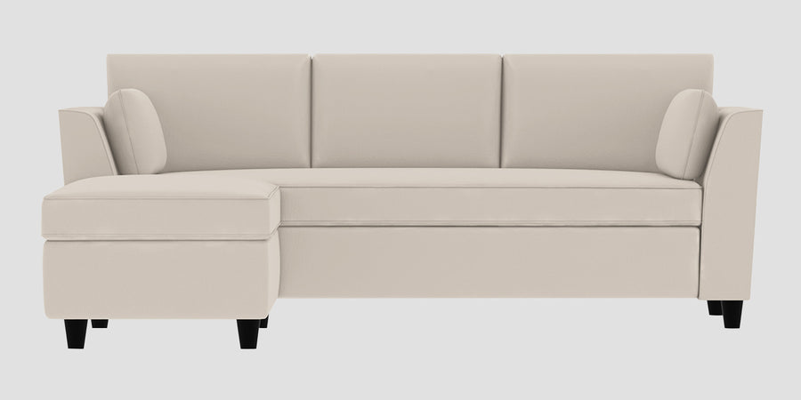 Bristo Velvet Rhs Sectional Sofa 2 Ottoman Lounger In Camel Beige Colour - Febonic Living