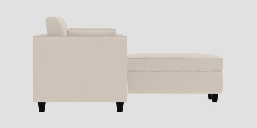 Bristo Velvet Rhs Sectional Sofa 2 Ottoman Lounger In Camel Beige Colour - Febonic Living