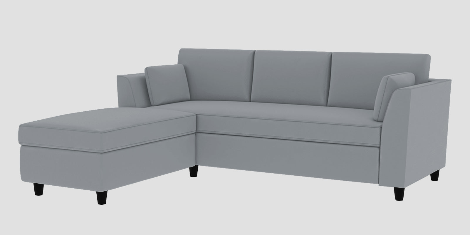 Bristo Velvet RHS Sectional Sofa (2+Ottoman Lounger) In Concrete Grey Colour - Febonic Living