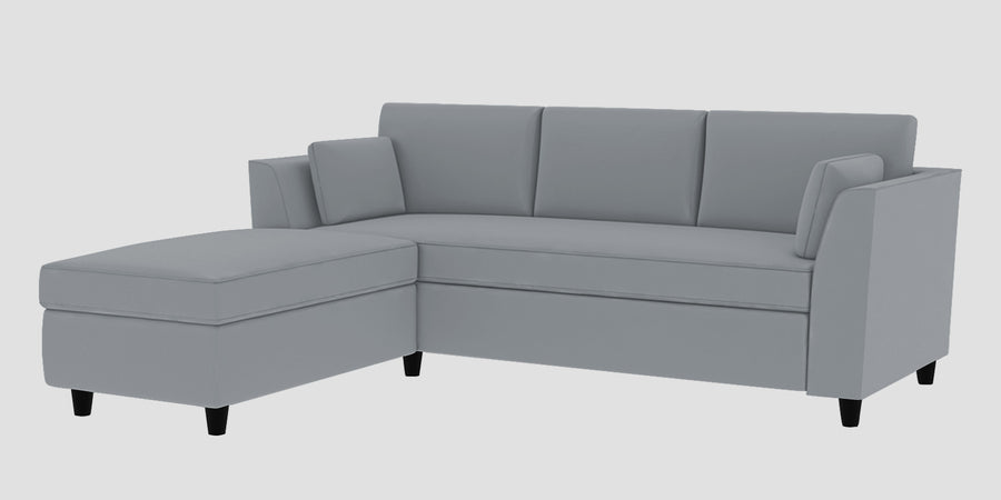 Bristo Velvet Rhs Sectional Sofa 2 Ottoman Lounger In Concrete Grey Colour - Febonic Living