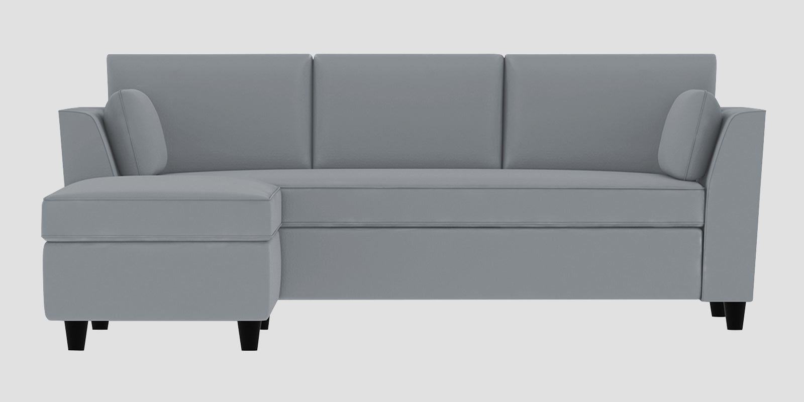 Bristo Velvet RHS Sectional Sofa (2+Ottoman Lounger) In Concrete Grey Colour - Febonic Living