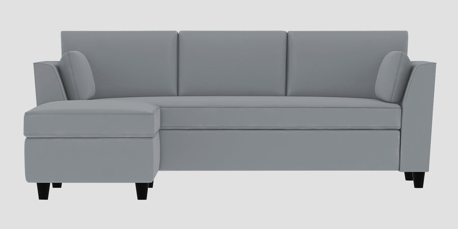 Bristo Velvet Rhs Sectional Sofa 2 Ottoman Lounger In Concrete Grey Colour - Febonic Living