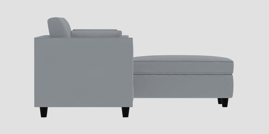Bristo Velvet Rhs Sectional Sofa 2 Ottoman Lounger In Concrete Grey Colour - Febonic Living