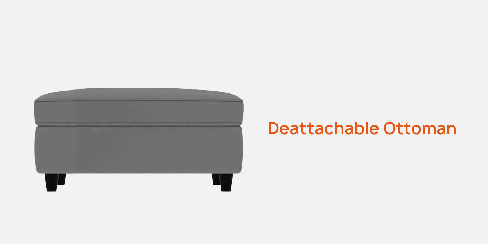 Bristo Velvet RHS Sectional Sofa (2+Ottoman Lounger) In Concrete Grey Colour - Febonic Living