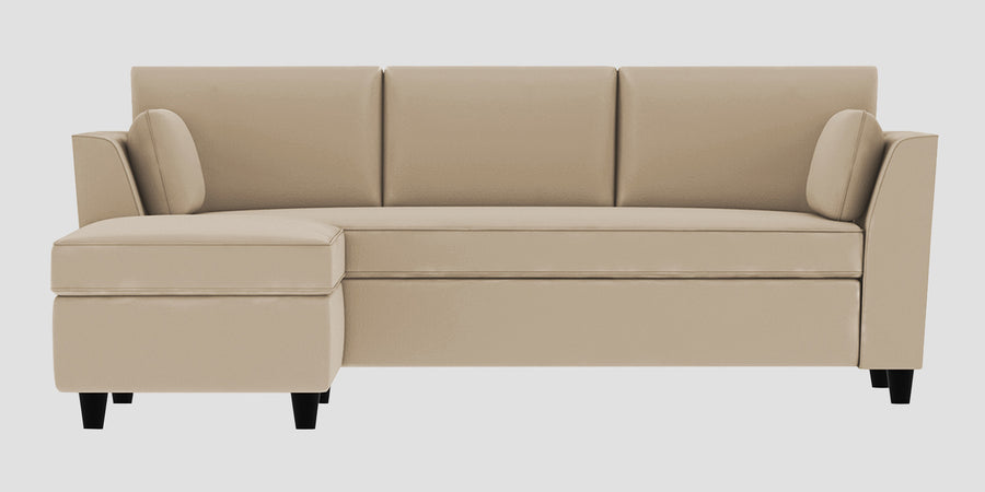 Bristo Velvet Rhs Sectional Sofa 2 Ottoman Lounger In Cream Beige Colour - Febonic Living