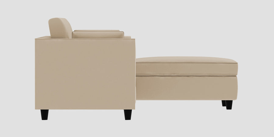 Bristo Velvet Rhs Sectional Sofa 2 Ottoman Lounger In Cream Beige Colour - Febonic Living