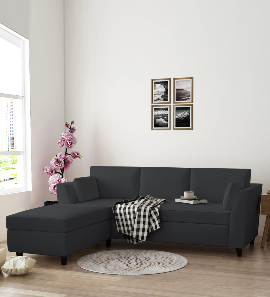 Bristo  RHS  (2+Ottoman Lounger) Velvet Sectional Sofa - Davy Grey by Febonic Living