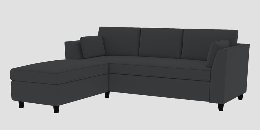 Bristo Velvet Rhs Sectional Sofa 2 Ottoman Lounger In Davy Grey Colour - Febonic Living