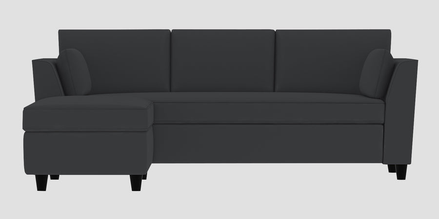 Bristo Velvet Rhs Sectional Sofa 2 Ottoman Lounger In Davy Grey Colour - Febonic Living