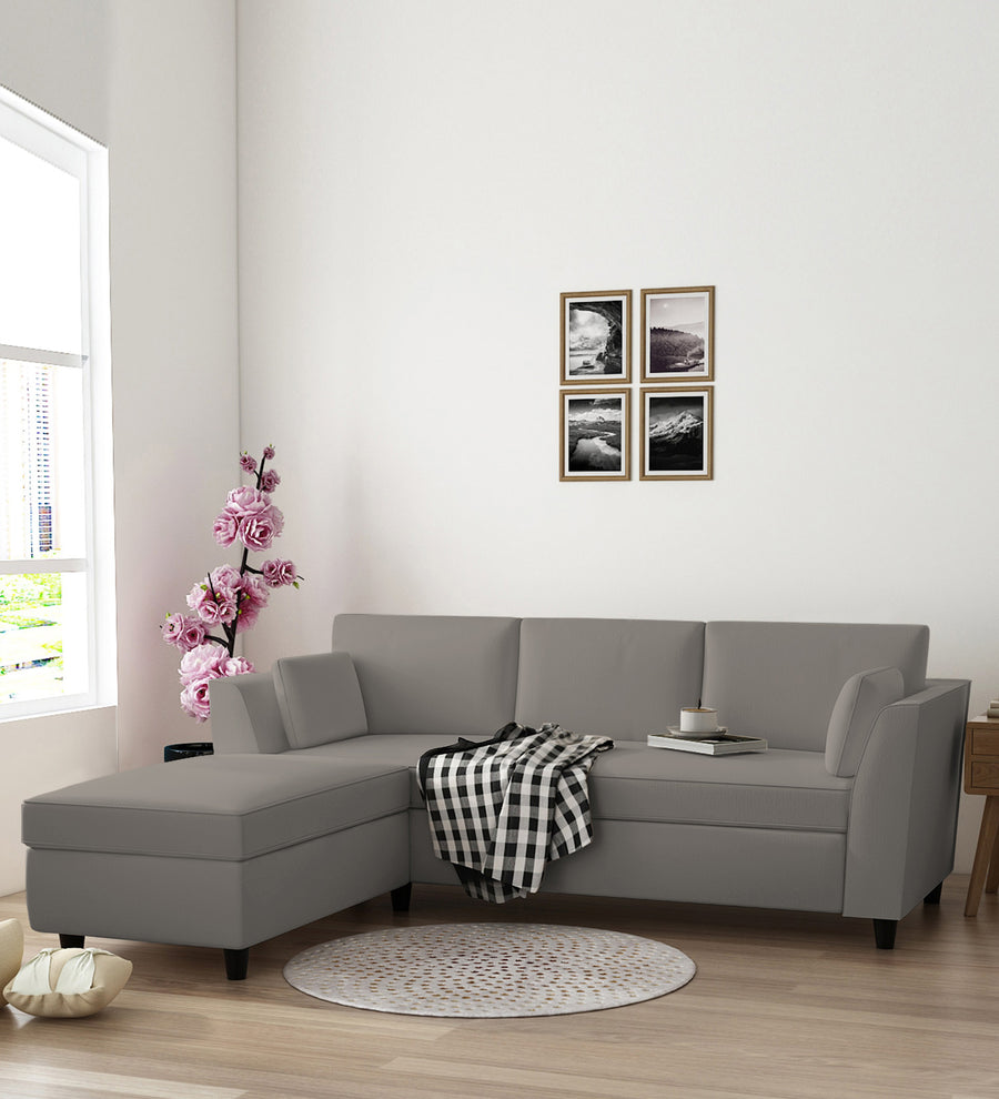 Bristo  RHS  (2+Ottoman Lounger) Velvet Sectional Sofa - Echo Grey by Febonic Living