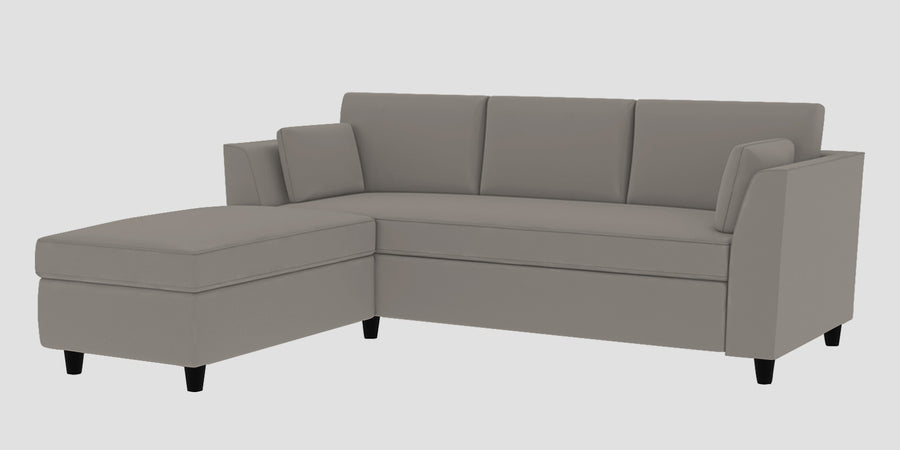 Bristo Velvet Rhs Sectional Sofa 2 Ottoman Lounger In Echo Grey Colour - Febonic Living