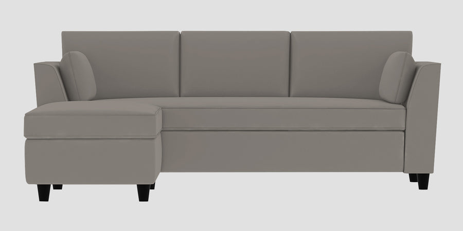 Bristo Velvet Rhs Sectional Sofa 2 Ottoman Lounger In Echo Grey Colour - Febonic Living