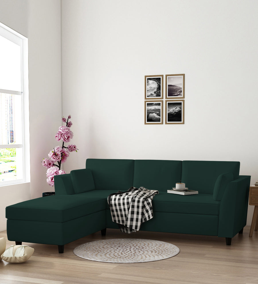 Bristo  RHS  (2+Ottoman Lounger) Velvet Sectional Sofa - Forest Green by Febonic Living