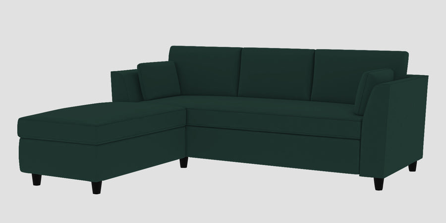 Bristo Velvet Rhs Sectional Sofa 2 Ottoman Lounger In Forest Green Colour - Febonic Living