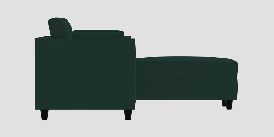 Bristo Velvet Rhs Sectional Sofa 2 Ottoman Lounger In Forest Green Colour - Febonic Living
