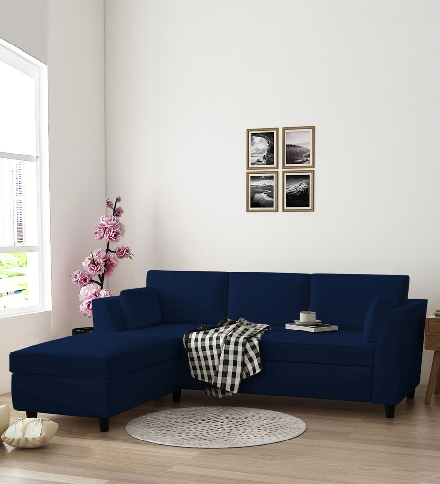Bristo  RHS  (2+Ottoman Lounger) Velvet Sectional Sofa - Imperial Blue by Febonic Living
