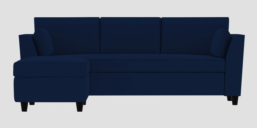 Bristo Velvet Rhs Sectional Sofa 2 Ottoman Lounger In Imperial Blue Colour - Febonic Living