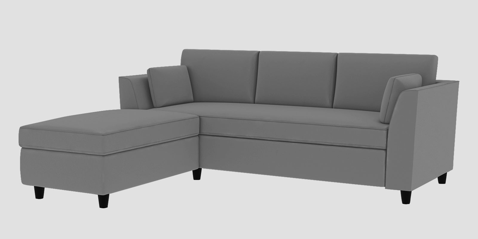 Bristo Velvet RHS Sectional Sofa (2+Ottoman Lounger) In Light Grey Colour - Febonic Living