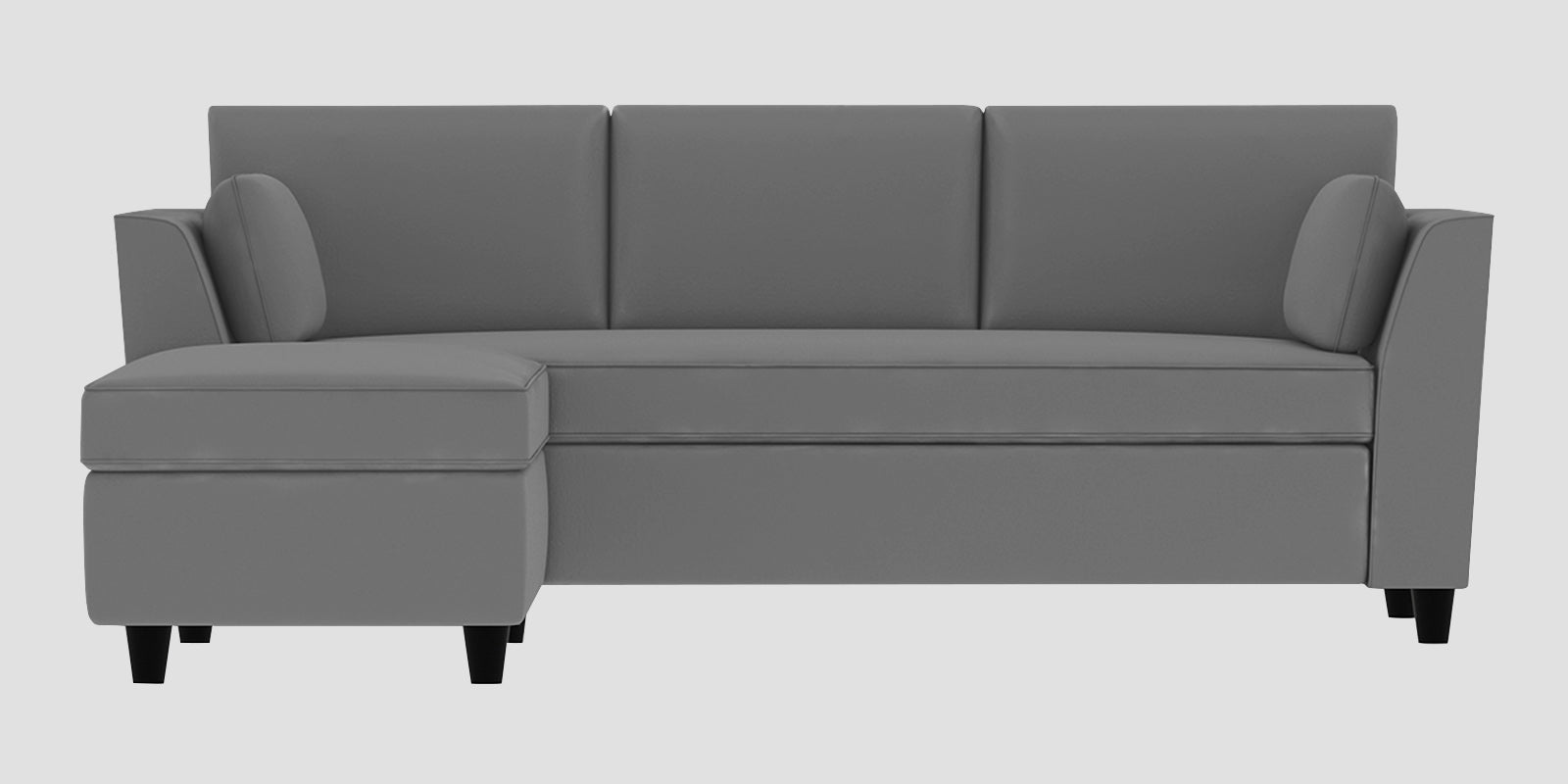 Bristo Velvet RHS Sectional Sofa (2+Ottoman Lounger) In Light Grey Colour - Febonic Living