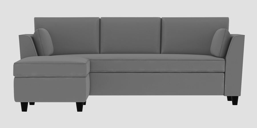 Bristo Velvet Rhs Sectional Sofa 2 Ottoman Lounger In Light Grey Colour - Febonic Living