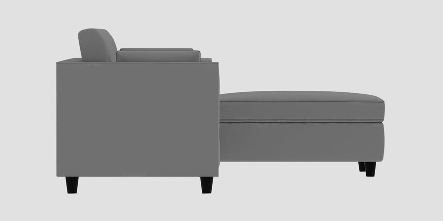 Bristo Velvet Rhs Sectional Sofa 2 Ottoman Lounger In Light Grey Colour - Febonic Living