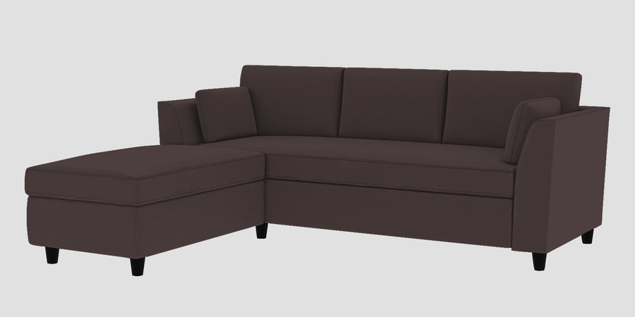 Bristo Velvet Rhs Sectional Sofa 2 Ottoman Lounger In Mocha Brown Colour - Febonic Living
