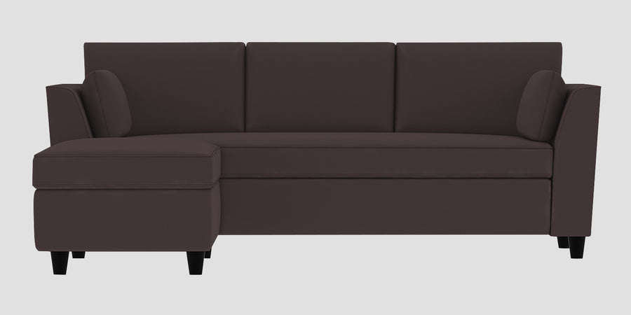 Bristo Velvet Rhs Sectional Sofa 2 Ottoman Lounger In Mocha Brown Colour - Febonic Living