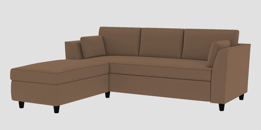Bristo Velvet Rhs Sectional Sofa 2 Ottoman Lounger In Mocha Mouse Colour - Febonic Living