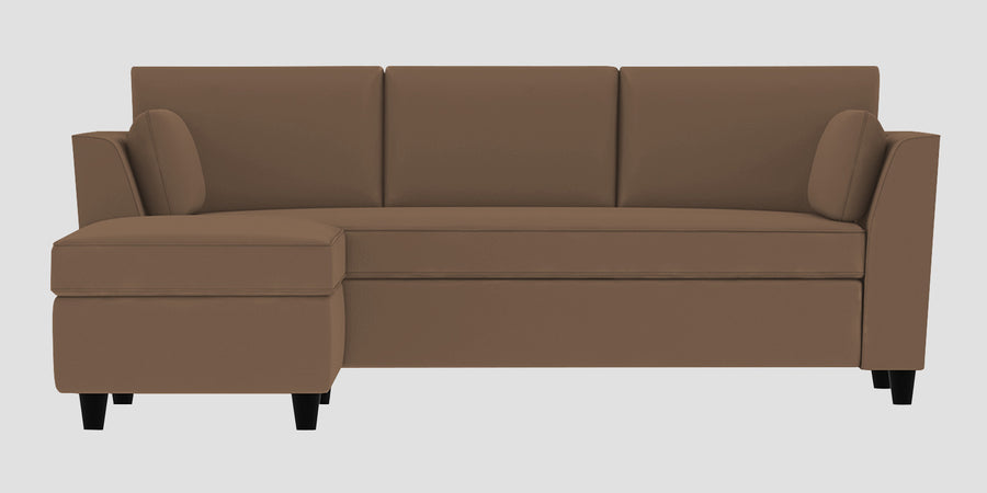 Bristo Velvet Rhs Sectional Sofa 2 Ottoman Lounger In Mocha Mouse Colour - Febonic Living