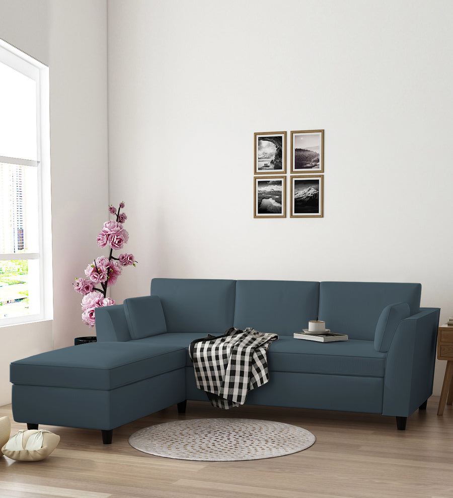 Bristo  RHS  (2+Ottoman Lounger) Velvet Sectional Sofa - Oxford Blue by Febonic Living