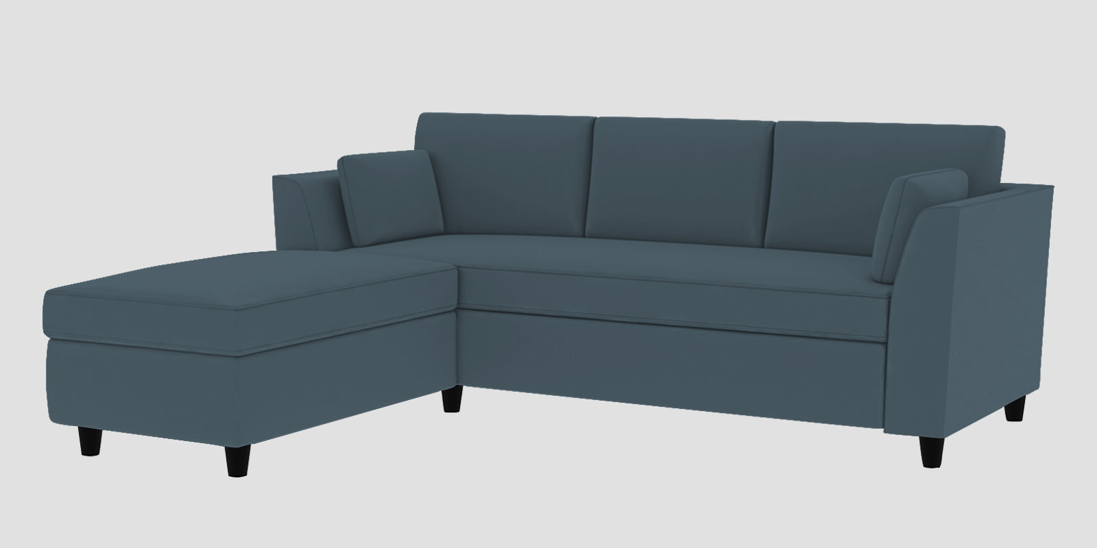 Bristo Velvet RHS Sectional Sofa (2+Ottoman Lounger) In Oxford Blue Colour - Febonic Living