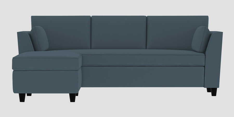 Bristo Velvet Rhs Sectional Sofa 2 Ottoman Lounger In Oxford Blue Colour - Febonic Living