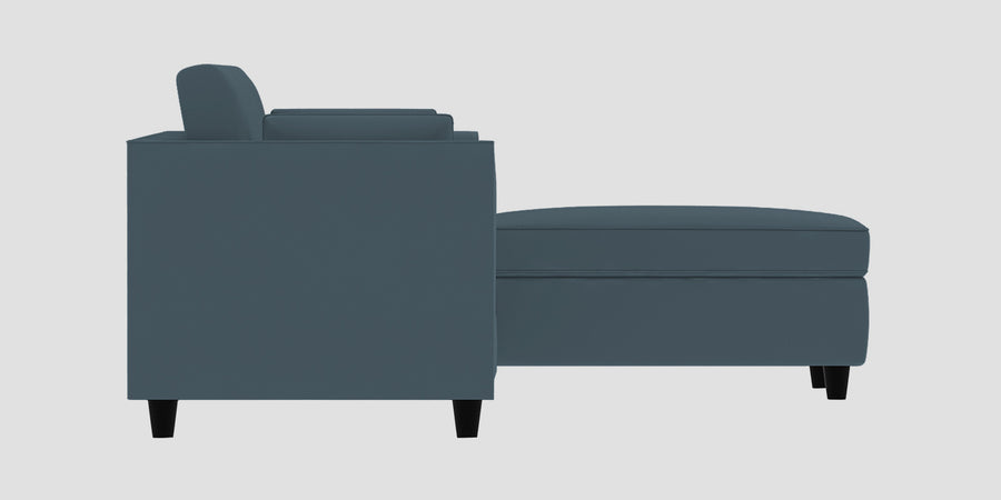 Bristo Velvet Rhs Sectional Sofa 2 Ottoman Lounger In Oxford Blue Colour - Febonic Living