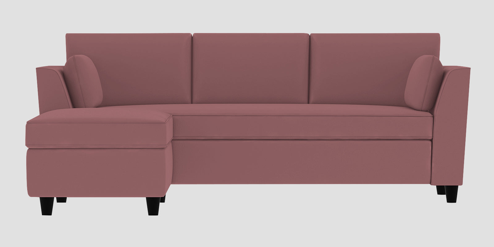Bristo Velvet RHS Sectional Sofa (2+Ottoman Lounger) In Rose Pink Colour - Febonic Living