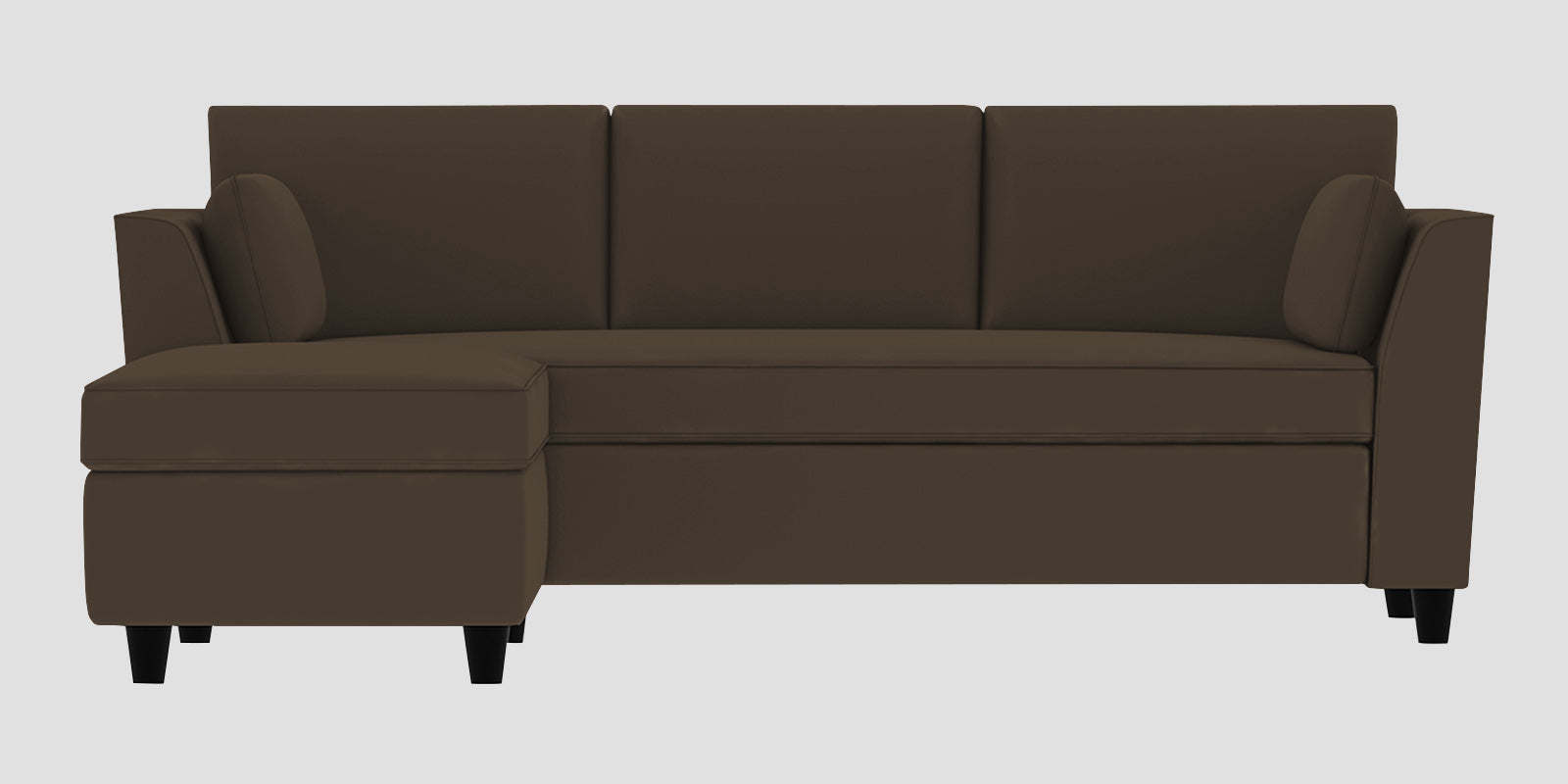 Bristo Velvet RHS Sectional Sofa (2+Ottoman Lounger) In Shade Brown Colour - Febonic Living