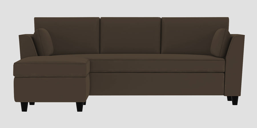 Bristo Velvet Rhs Sectional Sofa 2 Ottoman Lounger In Shade Brown Colour - Febonic Living