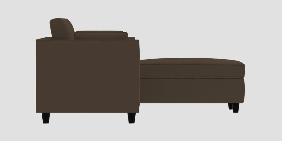 Bristo Velvet Rhs Sectional Sofa 2 Ottoman Lounger In Shade Brown Colour - Febonic Living