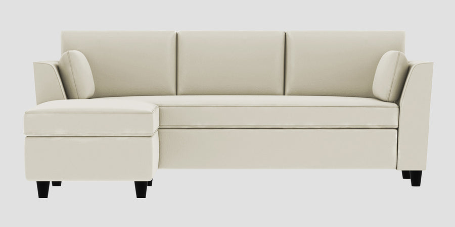 Bristo Velvet Rhs Sectional Sofa 2 Ottoman Lounger In Warm White Colour - Febonic Living