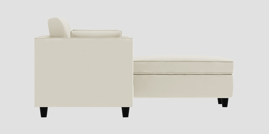 Bristo Velvet Rhs Sectional Sofa 2 Ottoman Lounger In Warm White Colour - Febonic Living