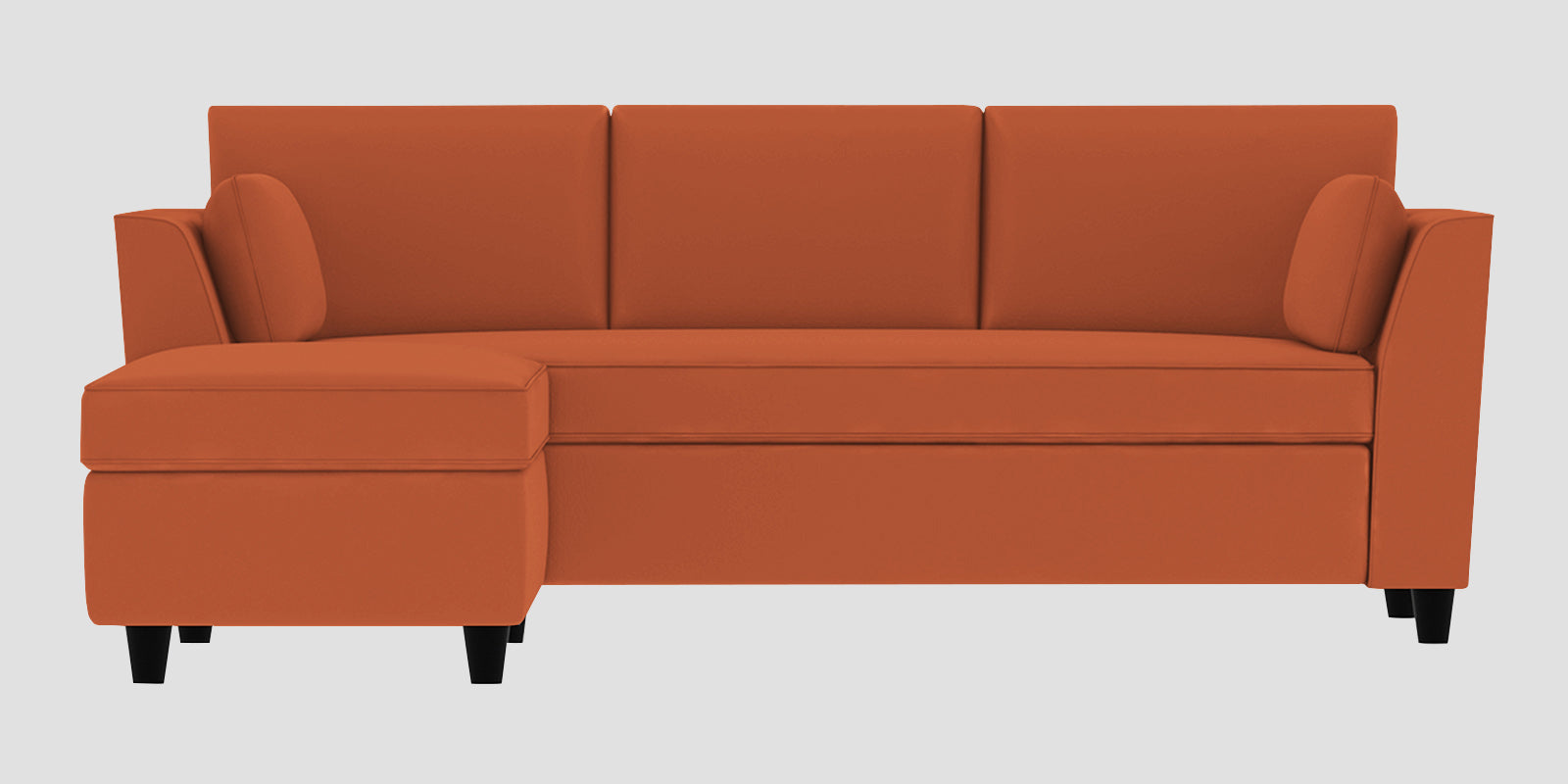 Bristo Velvet RHS Sectional Sofa (2+Ottoman Lounger) In Yam Orange Colour - Febonic Living