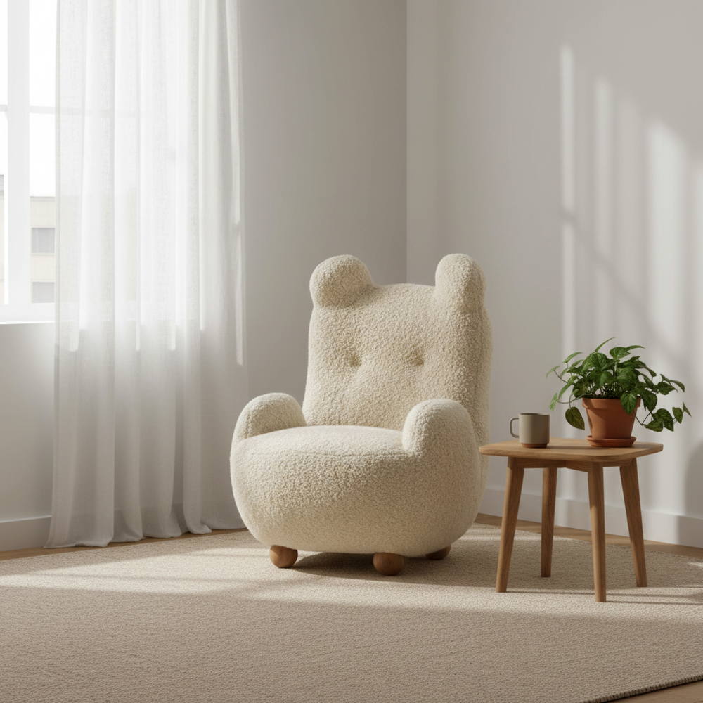 Bruin Wing Velvet Chair - Warm White