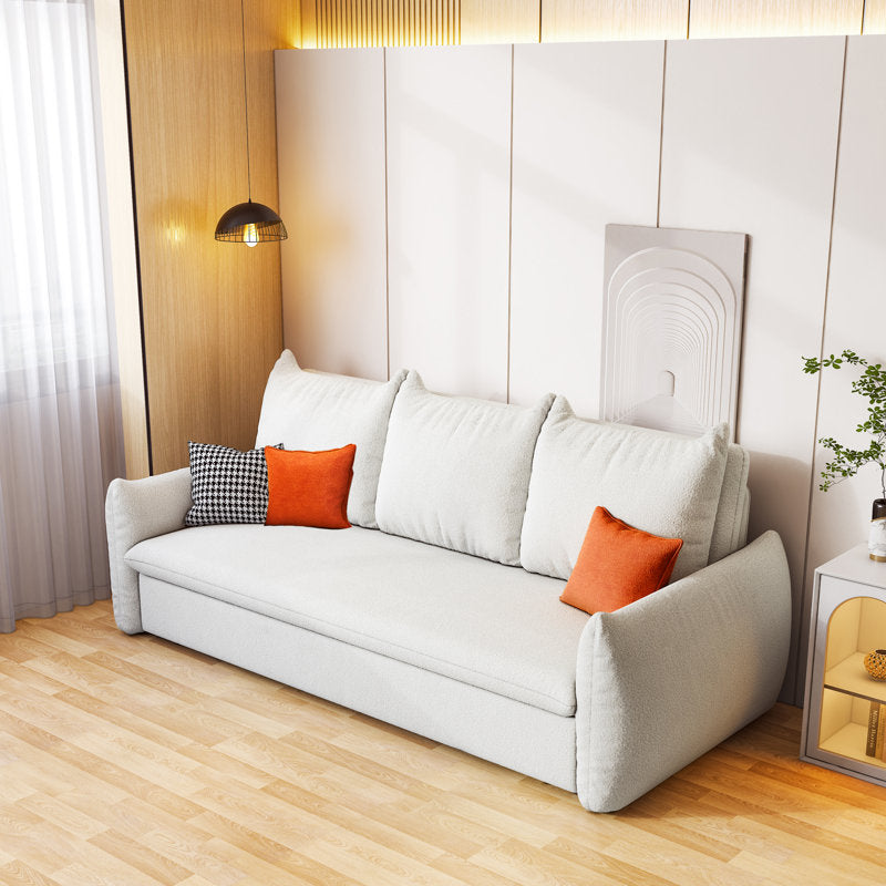 Allison Fabric 3 Seater Pull Out Sofa Cum Bed In Bright White Colour - Febonic Living