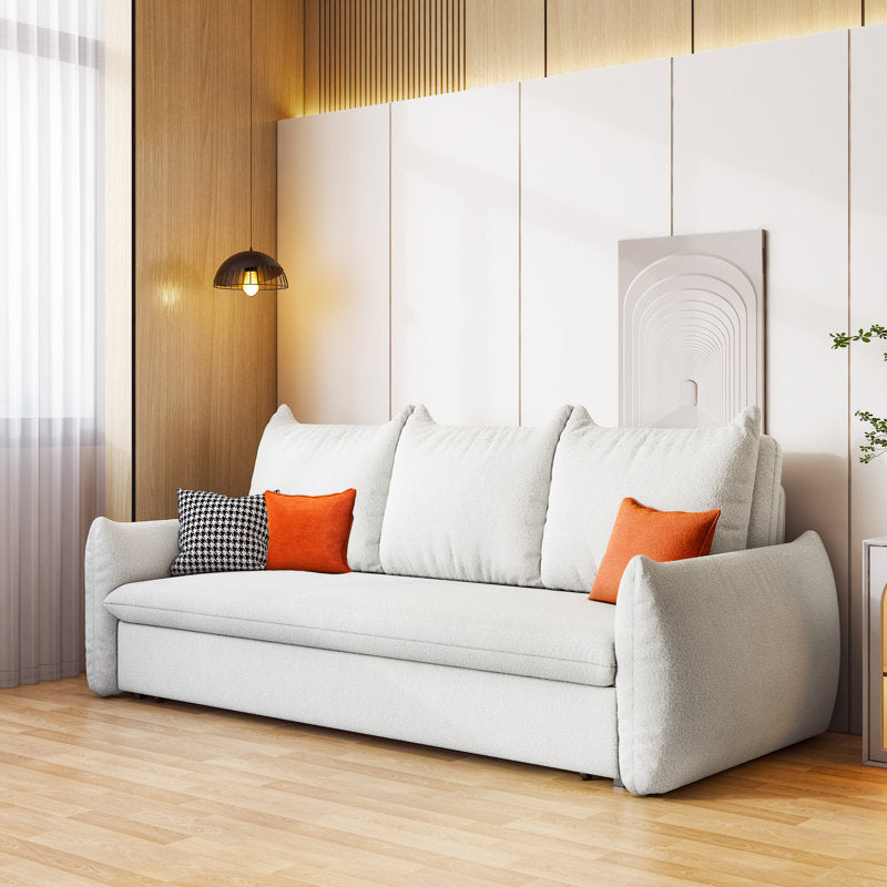 Allison Fabric 3 Seater Pull Out Sofa Cum Bed In Bright White Colour - Febonic Living