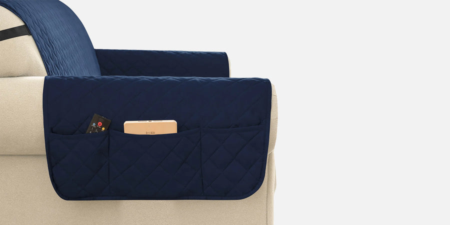 Bunny Velvet 3 Seater Quilted Sofa Cover In Navy Blue Colour cover focus- Febonic Living