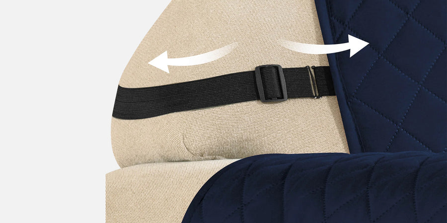 Bunny Velvet 3 Seater Quilted Sofa Cover In Navy Blue Colour fabric focus - Febonic Living