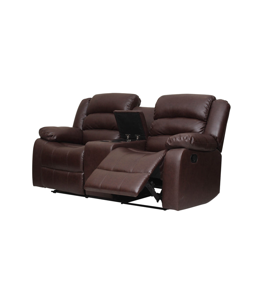 Burdy 2 Seater Motorized Leatherette Recliner - Wine Brown - Side Reclined View by Febonic Living