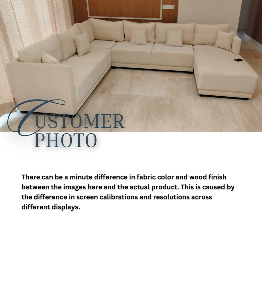 Carlin Fabric Rhs 8 Seater Sectional Sofa In Ivory Beige Colour - Febonic Living