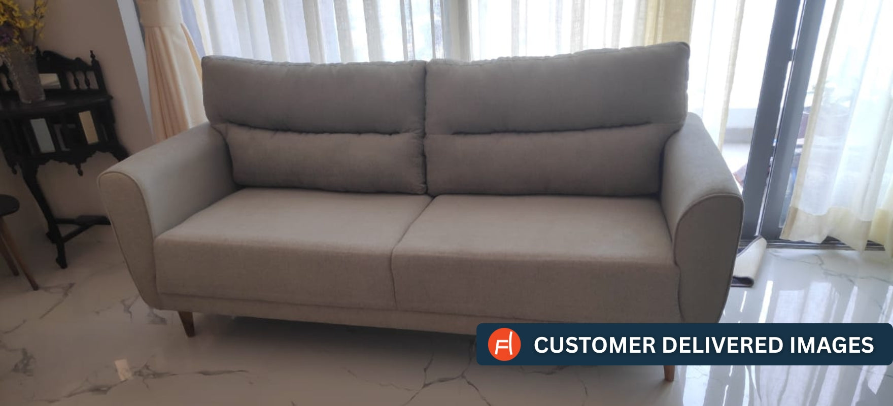 Castro Fabric 3 Seater Sofa in Charcoal Grey Colour