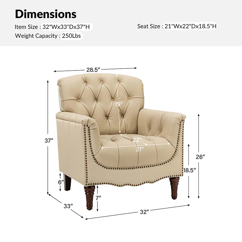 Bama Leatherette Arm Chair In Corn Beige Colour - Febonic Living